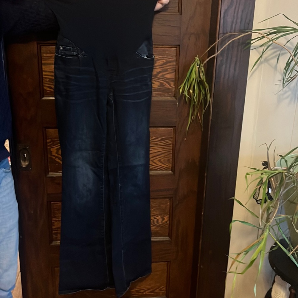 Size 28 Luxe Essentials Denim flare leg maternity jeans